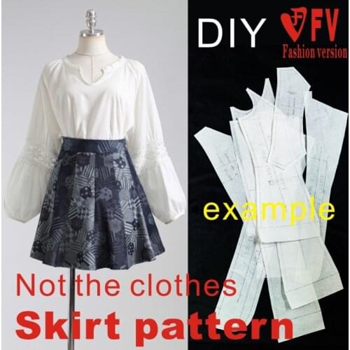 Female soil mid-waist short skirt and half skirt garment pattern 1:1 cutting design drawing BBQ-19