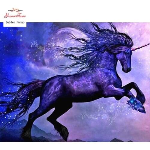 GOLDEN PANNO Diamond Painting Full Square 5D Diy Daimond Embroidery Diamant Mosaic Sale Displasy Broderie Diamant Purple Unicorn
