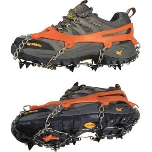 8 teeth 1 pair non slip steel stainless crampon ice gripper spike Outdoor Ski shoe cover hike camp snow mountain climb gaiter