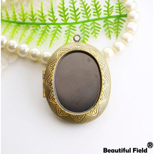 1pcs Fit 35x25mm Oval Photo Loclet Box Setting Brush Bronze Color Plated Cameo Base Blank Tray Flowers