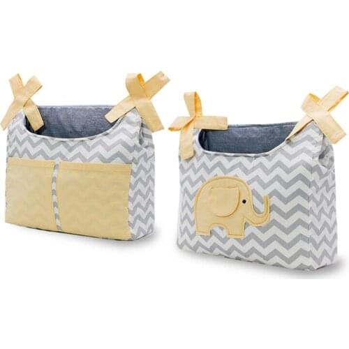 2 Pcs Baby Crib Storage Bag Lace-up Hanging Organizer Cot Care Essentials Diaper Pocket Pouch