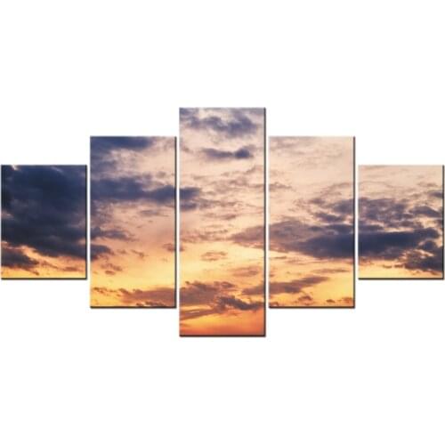 5 Panel Clouds Sunset Seascape Painting On Canvas Wall Art Pictures decoration Wall Pictures For Living Room Framed J009-041