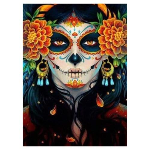 5D Full RoundDiamond Embroidery Portrait Patterns Needlework Full Square Diamond Mosaic Rhinestone Home Decor Halloween Gift