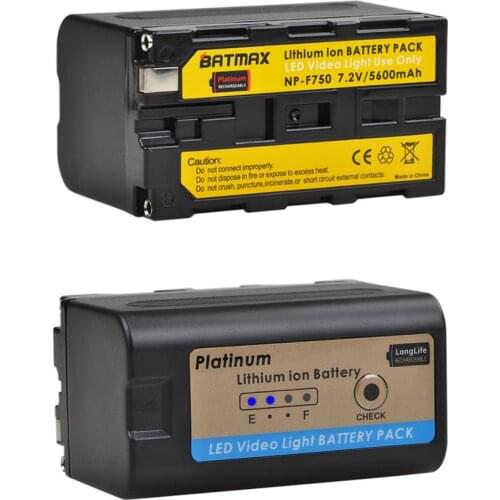 Batmax NP-F750 NP-F770 Battery with LED Indicators for Yongnuo Godox LED Video Light YN300Air II YN300 III YN600 Air L132T L116T
