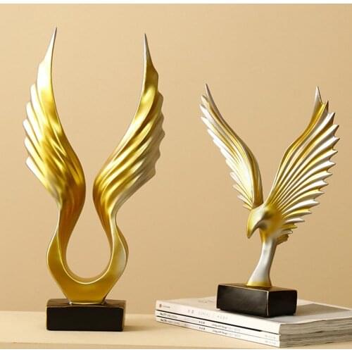 American Simple Resin Angel Wing Ornaments Bird Wing Statue Resin Figurine Sculpture Garden Office Home Desktop Decoration