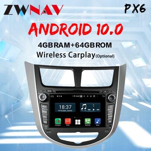 Car Radio Multimedia Video Player GPS Navigation Android 10 Car for Hy undai Solaris Accent Verna 2011-2016 PX6 DSP CARPLAY