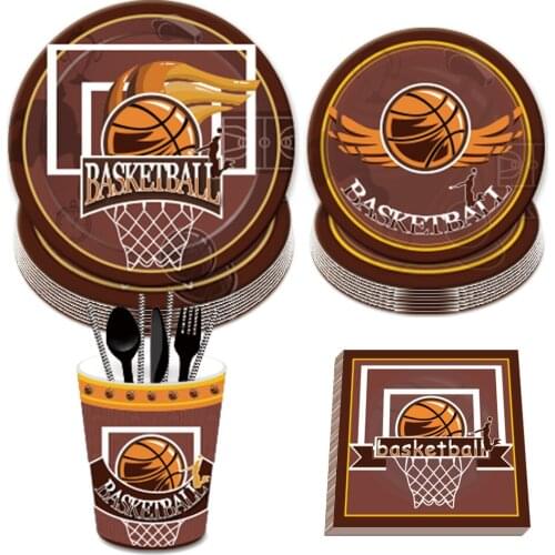 Basketball Dinner Plates Kids Party Decorations Sports Theme Disposable Tableware Sets Baby Shower Happy Birthday Party Favors