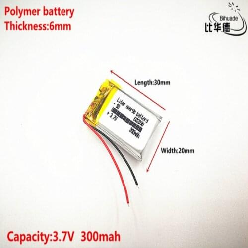Free shipping) 602030 300 mah 3.7V lithium-ion polymer battery quality goods quality of CE FCC ROHS certification authority