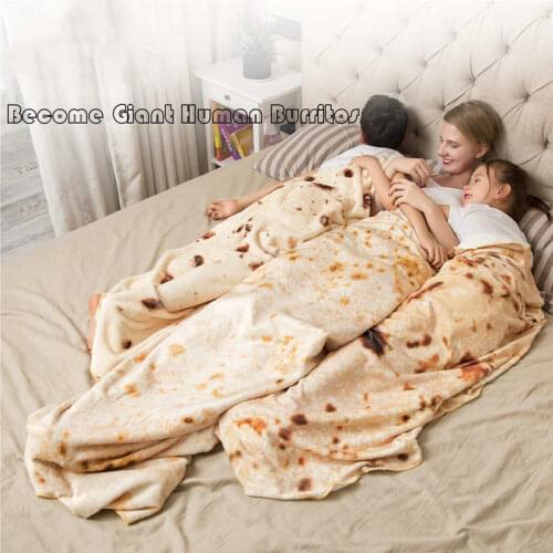 Burritos Tortilla Blanket Soft and Comfortable Giant Round Beach Blanket Novelty Soft Plush Food Tortilla Blanket for Adults