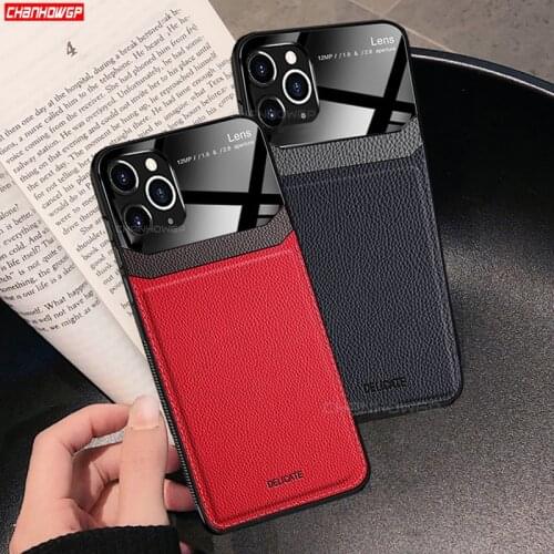 Texture Case for iPhone 11 Pro Max Shockproof PU Leather Mirror Glass Phone Back Cover For iPhone SE 2020 7 8 Plus 6S XR XS Max