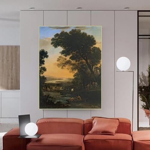 Citon Claude Lorrain《Idyllic landscape with the flight to Egypt》Canvas Oil Painting Artwork Picture Wall Decor Home Decoration