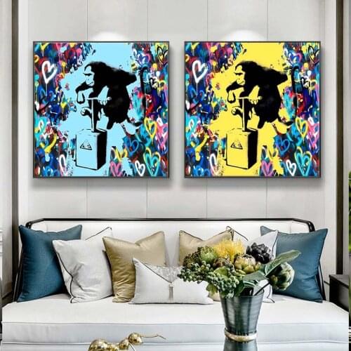 Detonator monkey street art painting graffiti artwork canvas wall art printing graffiti art decoration