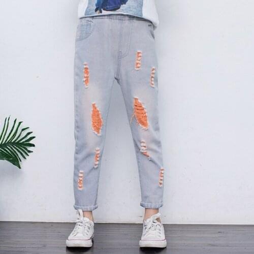 Spring summer children loose hole jeans 2020 new kids boys girls trousers baby fashion casual denim pants