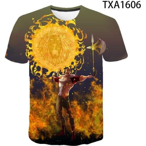 Comic Escanor Lions Sin Of Pride Men Women Kids 3D T Shirt Summer Short Sleeve Boy Girl Children Cartoon Anime Tops Cool Tee