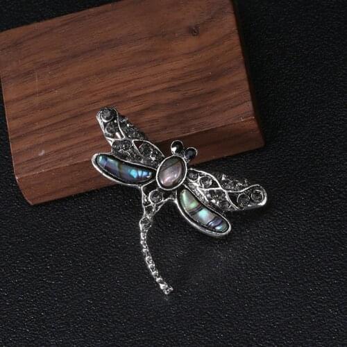 Cute Female Small Dragonfly Brooch Dainty Silver Color Jewelry Brooches For Women Vintage Black Zircon Pin Dress Coat Accessory