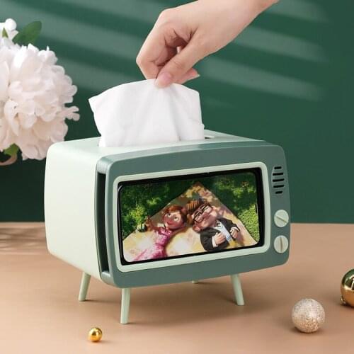 GY Cute TV Tissue Storage Phone Holder Ins Dormitory Desktop Household Living Room Coffee Table Cartoon Tissue Box