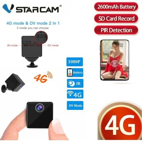 Vstarcam New 4G Wireless Mini Camera 1080P 4G IP Camera 2600mAh Battery Camera Wifi Camera IR Night Surveillance Security Camera