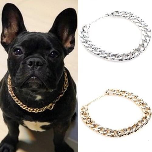 Fashion Pet Dog Chain Collar Gold Tone Cut Curb Cuban Pet Link Customize Wholesale Jewelry Pets Gift Necklace Neck Chain Golden