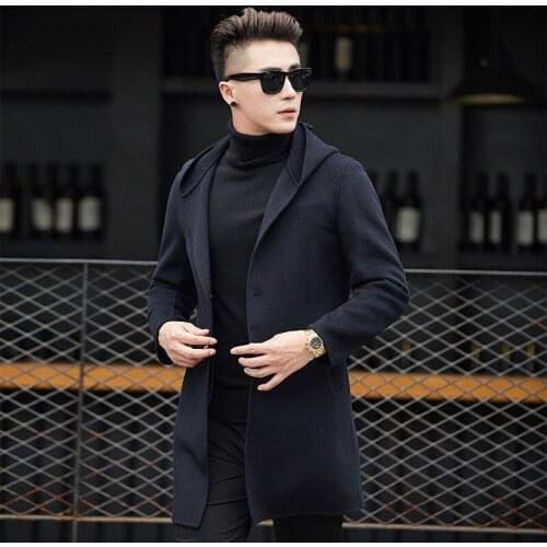 Mens Long Trench Coat Winter Men Wool Coat Slim Fit Cashmere Overcoat Jackets Man Single Breasted Peacoat Abrigo Hombre