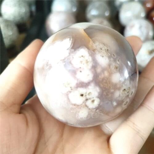Natural Flower Agate Ball Quartz Crystal Sphere Mineral Healing 52-55mm