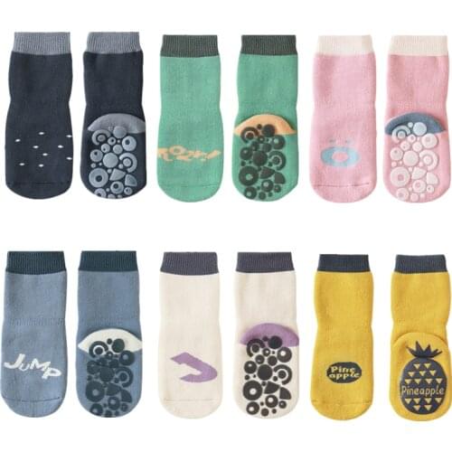 Thicken Autumn Winter Cotton Baby Boys Girls Socks Rubber Slip-resistant Floor Socks Infant Kids Fruit Socks Warm Home Shoes