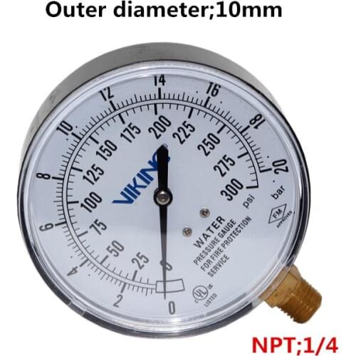 Fire pressure gauge 35-W1005P-02L-XUL WATER 20BAR/300PSI