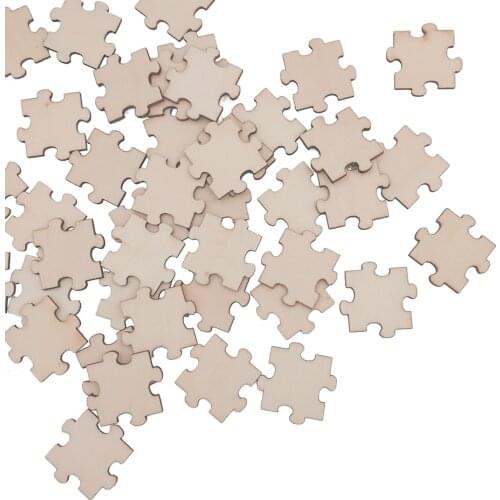 60pcs 20/30/40mm Blank Wooden Puzzle Embellishments Unfinished Wood Slices Hand DIY Pieces for Wedding, Arts, Crafts Card Making