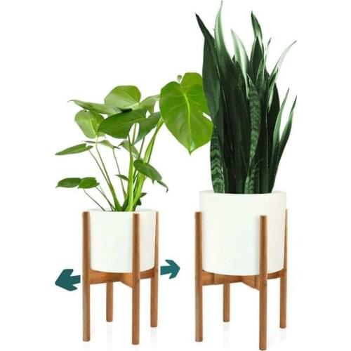 Adjustable Plant Stand Modern Wood Indoor Plant Stand Bamboo Flower Pot Holder Fits Home Plant Decoration JS22