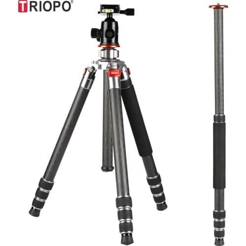 Adjustable Portable Carbon Fiber Tripod and Aluminum Ball Head for DSLR Camera