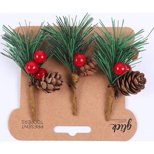 Christmas gifts Christmas cuttings simulation pinecone plant cuttings red berries berries Christmas tree decoration accessories