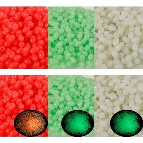 100PCS Oval Hard Soft Rubber Luminous Fishing Beads Lure Glowing Sink Beads For Treble Hook Rigs Fishing Tackle Accessories