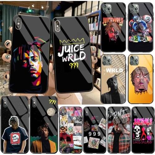 Juice WRLD Hip Hop 999 Silicone Black Phone Case Tempered Glass For iPhone 11 Pro XR XS MAX 8 X 7 6S 6 Plus SE 2020 case