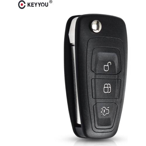 KEYYOU 3 Buttons Flip key Folding car Remote Key Shell For Ford Focus Fiesta 2013 Mondeo Fob Auto Case With HU101 Blade