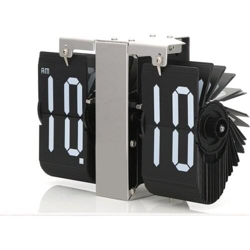 Modern Creative Flip Clock Retro Stainless Steel Desk Watch Strip Digital Clocks Wall Home Decor Living Room Office Decoration