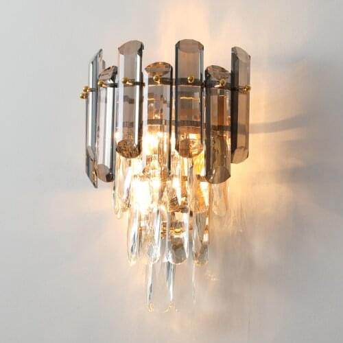 Modern Light Luxury Crystal Wall Lamp Living Room Lamp TV Background Wall Lamp Bedroom Bedside Lamp Aisle Staircase Lamp