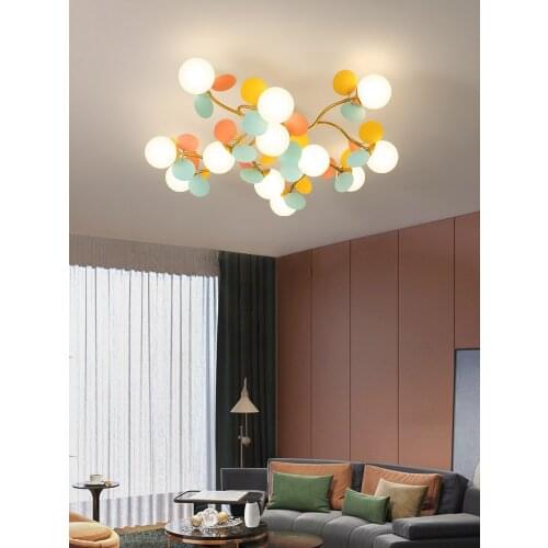 Glass Nordic Living Room Led Ceiling Lamp New Warm Modern Minimalist Atmosphere Bedroom Creative Multi-color Light Luxury Hall