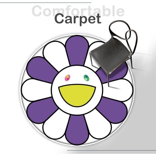 Tapete Sala Sunflower Mat Round Rug Non-Slip Flannel Carpet Non-slip Bath Mat Soft Fluffy Living Room Bedroom Decorative Carpet