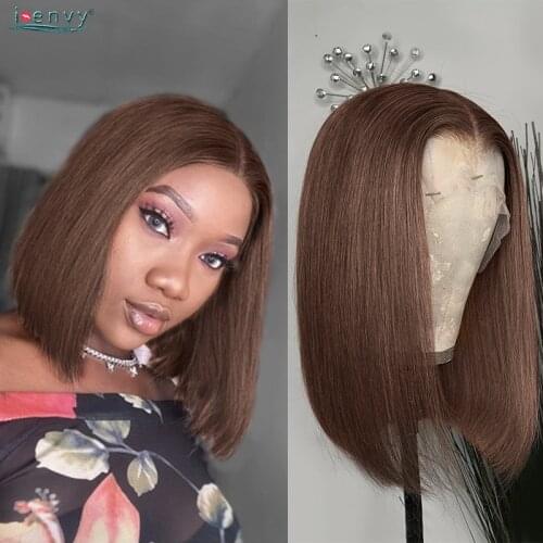 Dark Brown Short Bob Human Hair Wigs Straight Ginger Brown Lace Front Wig Honey Blonde Transparent Lace Front Wig Brazilian Remy