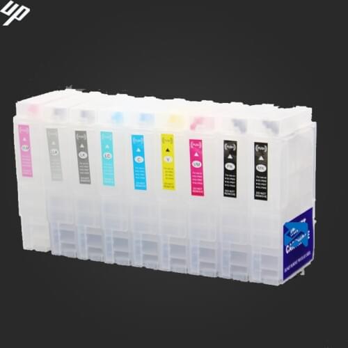 High capacity 80ML 9pcs for Epson surecolor P600 refillable cartridges with auto reset chips T7601