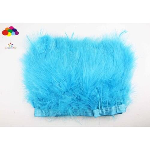 2 meter high quality turkey feather lake blue trim ribbon 15-20cm/6-8inch wide for skirt wedding dress party DIY crafts mask