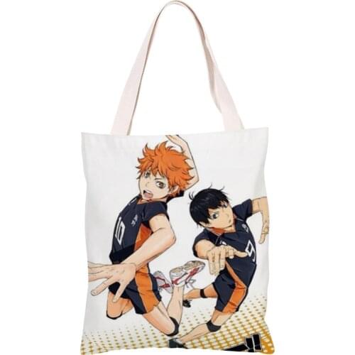 Japan Anime Cartoon Props Haikyuu!! Hinata Shoyo Kageyama Tobio Canvas Shoulder Bag Student Shopping Casual Portable Handbag