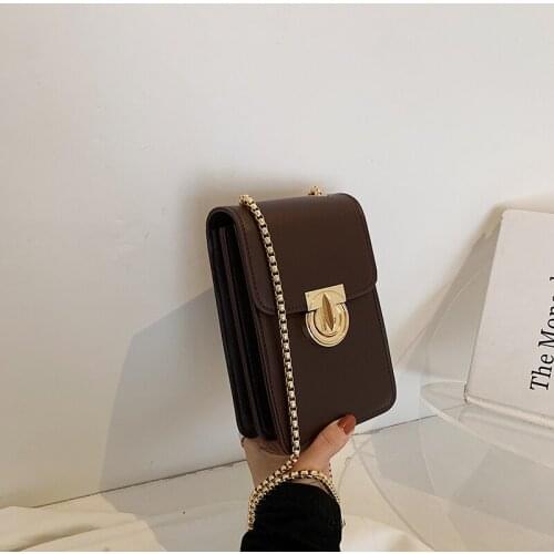 Womens Shoulder Bag Luxury PU Leather Mobile Phone Bags Chain Crossbody Bag Handbags and Purse Female Designer Flip Square Bags