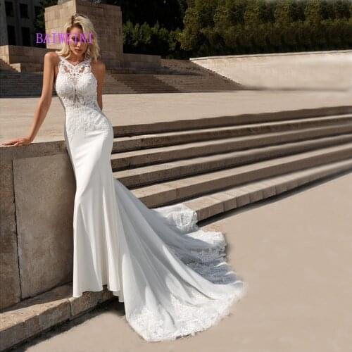 Robe de mariee New arrival Sexy Wedding Dresses 2021 Satin Off the Mermaid Embroidery Appliques Wedding Gowns vestidos de noiva