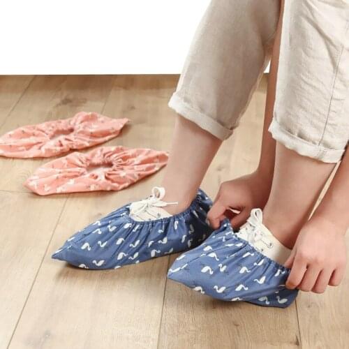 1Pair Thicken Reusable Elastic Shoe Cover Home Indoor Antiskid Overshoes Student Machine Room Flamingo Dust Proof Feet Covers