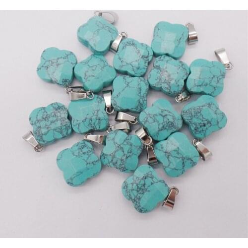 10Pcs 18x7mm Sky Blue Turquoise Facet Clovers Pendant Beads For DIY Jewelry Making Necklace Accessories Lucky Gift