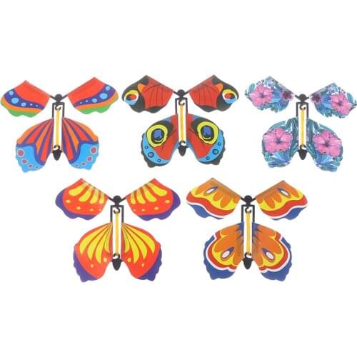 Hot 10pcs The Magic Butterfly Flying Butterfly With Card Toy With Empty Hands Solar Butterfly Wedding Magic Props Magic Tricks