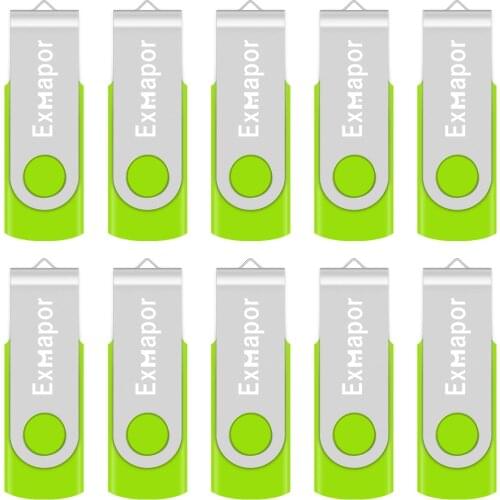10 X Exmapor 4GB USB2.0 Bulk Flash Drives Rotating 32GB Thumb Drives 16GB Zip Drive 8GB Jump Drive Memory Sticks 1GB 2GB Green
