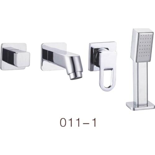 4Pcs in set Bathroom cabinet hot and cold wall pull faucet , concealed split wall 2/3/4 piece set with small shower head