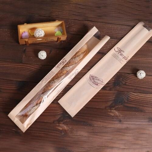 50pcs Stick Long Oil-proof Kraft Paper Bag Packaging Bread Baking Bag Festival Party Baking Desserts Decoration Bags