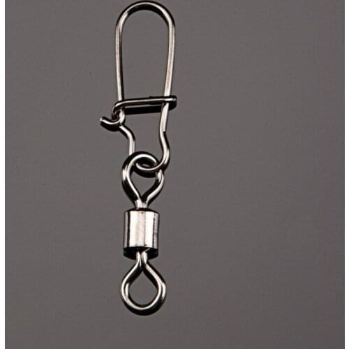 50Pcs Steel Alloy Fishing Bearings Hooked Snap Pins Rolling Swivel Connector Fishhook Lure Sea Fishing Tackle Accessories